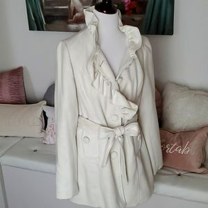 Ruffle Collar Belted Coat
